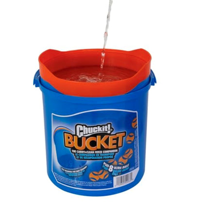 Chuckit! Ultra Ball Fetch Toy for Dogs, Medium Size 8 Pack with Cleaning Bucket Chuckit!