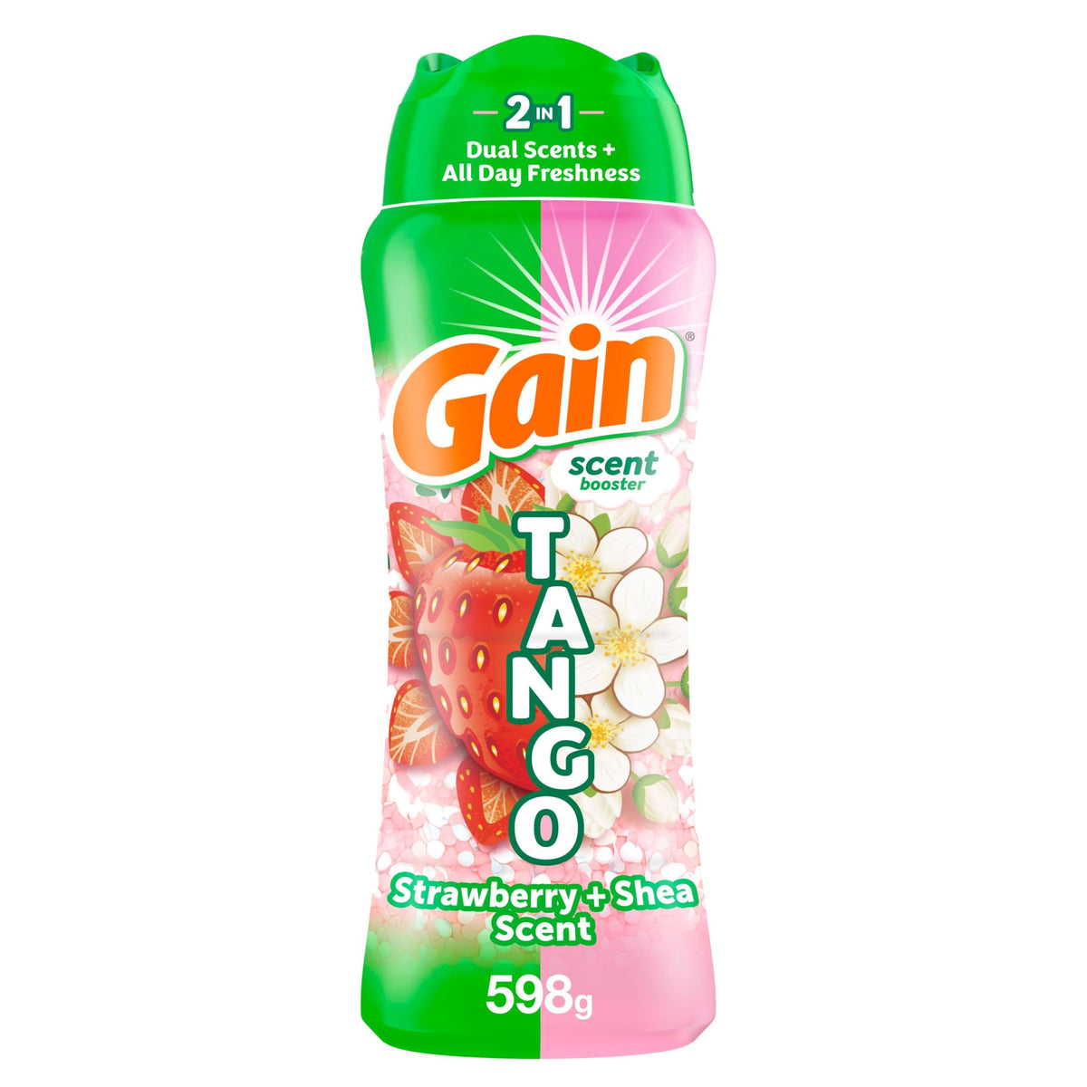Gain Tango 2-in-1 Laundry Scent Booster Beads, Strawberry and Shea Scent, Laundry Beads with Dual Scents Plus All Day Freshness, 598 Grams