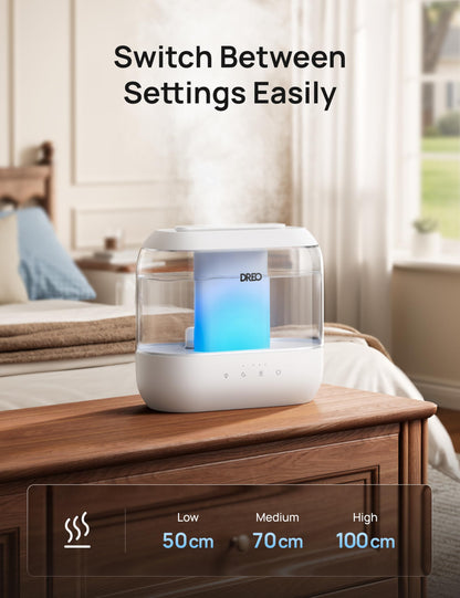 DREO Humidifiers for Bedroom, 4L Top Fill for Large Room, 36H Runtime [Ultra-Strong Mist Output] Quiet Cool Mist Air Humidifier for Baby Nursery, Plants, Indoor, Night Light, Easy to Clean - Available at All In One Marketplace Canada