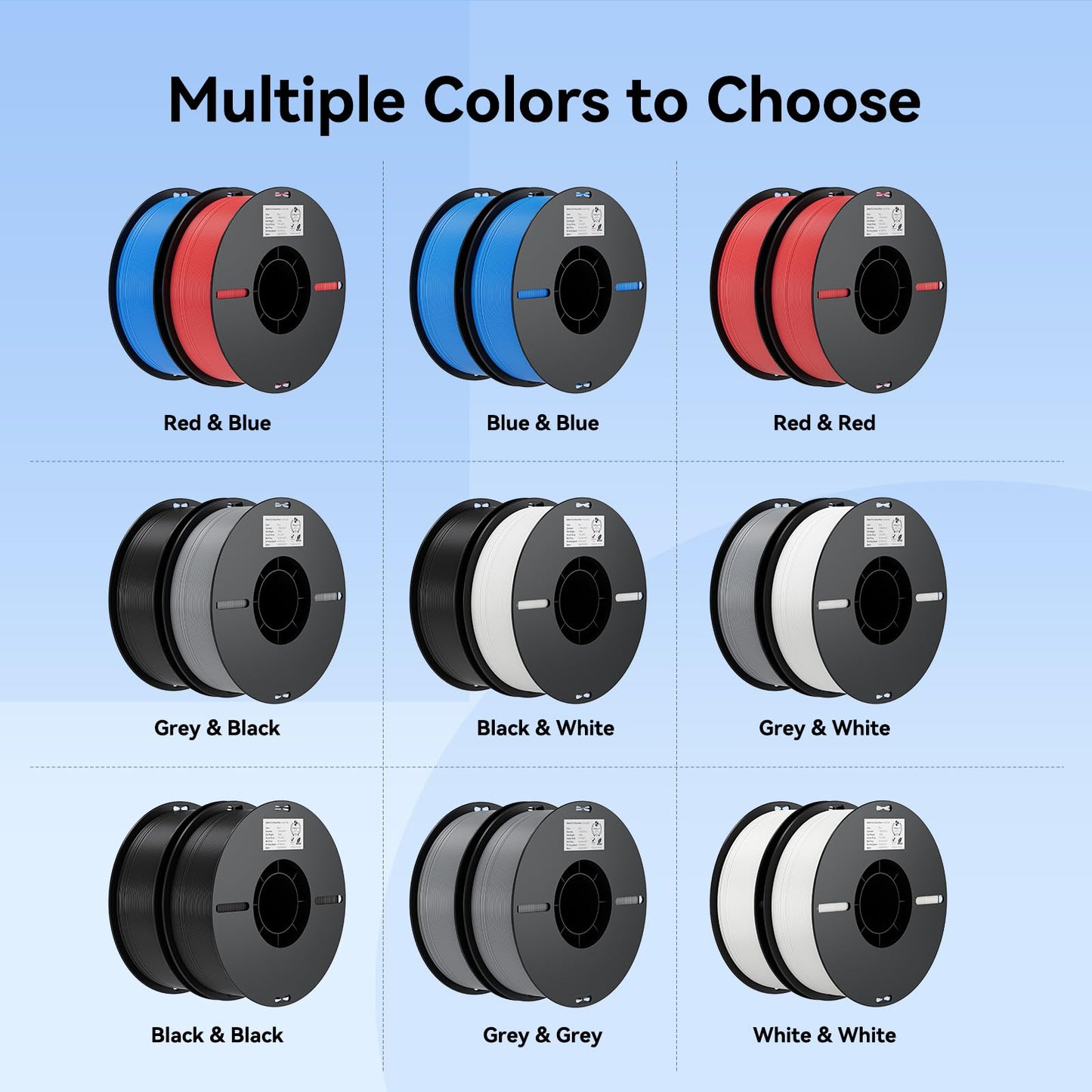 Filament 1.75mm 2 Packs for 3D Printing, Cost-Effective Ender PLA Filament 3D Printers, No-Tangling, Strong Bonding and Overhang Performance Dimensional Accuracy +/-0.02mm, White & Black