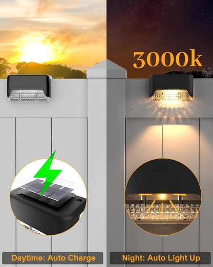 CANASUN Solar Deck Lights 16 Pack Solar Fence Light Solar Powered Outdoor Step Light IP65 Waterproof LED Pathway Light for Deck Fence Railing Garden Patio StairYard (Warm Light) - Available at All In One Marketplace Canada