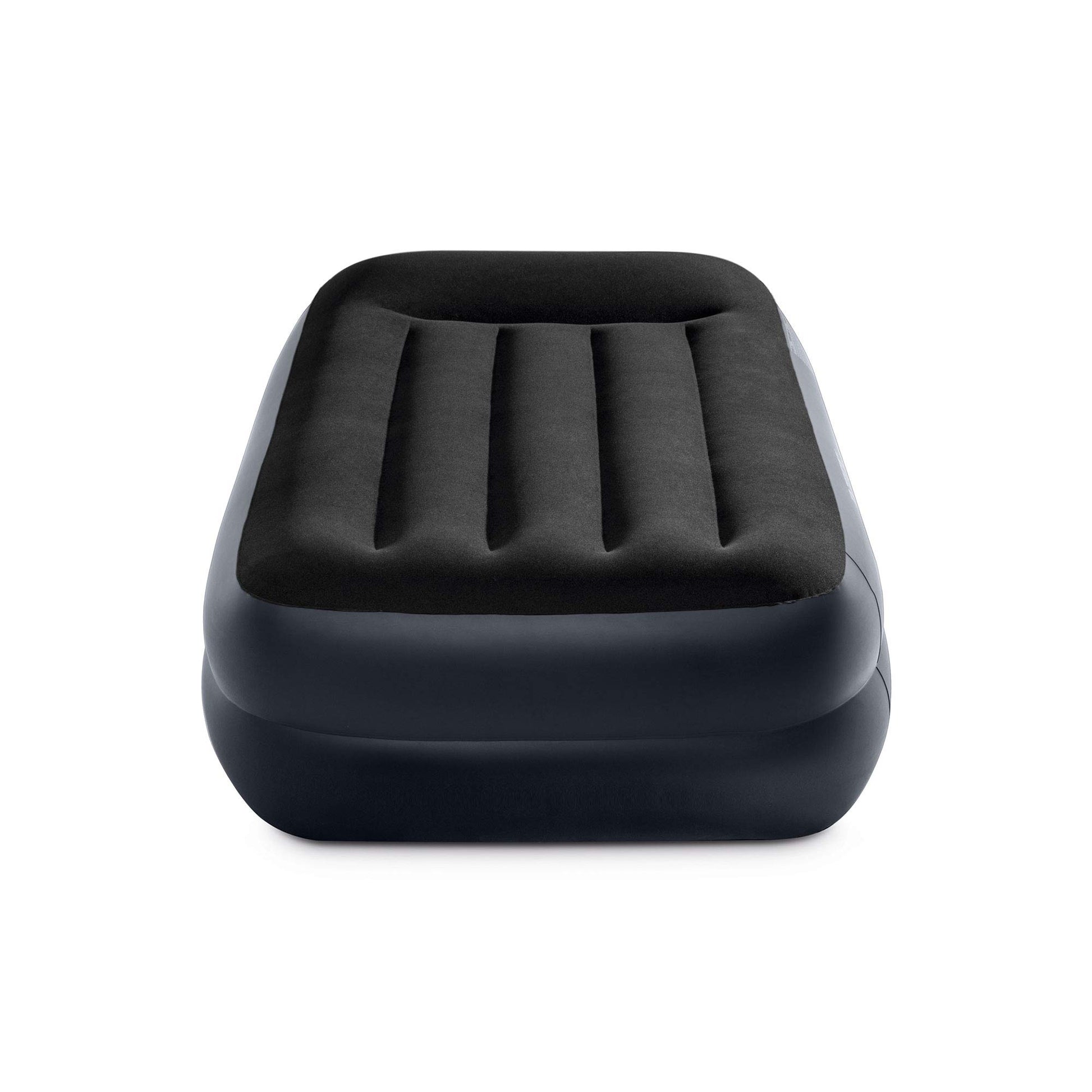 INTEX 64121ED Dura-Beam Plus Pillow Rest Air Mattress: Fiber-Tech – Twin Size – Built-in Electric Pump – 16.5in Bed Height – 300lb Weight Capacity