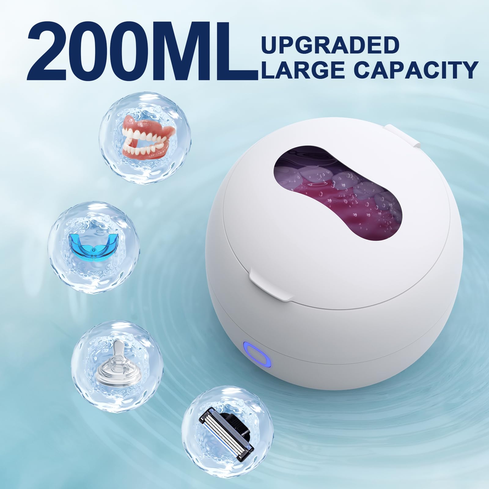 2026 Ultrasonic Retainer Cleaner Machine for Braces, Jewelry, Mouth Guard, 24W Ultrasonic Cleaner with 3 Modes, Suitable for Dental Appliances, Mouth Guard, Night Guard Braces, Jewelry, 200ML Portable Capacity (white) - Available at All In One Marketplace Canada