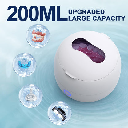 2026 Ultrasonic Retainer Cleaner Machine for Braces, Jewelry, Mouth Guard, 24W Ultrasonic Cleaner with 3 Modes, Suitable for Dental Appliances, Mouth Guard, Night Guard Braces, Jewelry, 200ML Portable Capacity (white) - Available at All In One Marketplace Canada