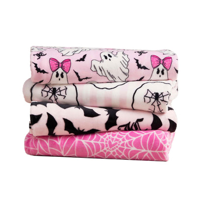 Couverture en peluche Juicy Couture, motif toile d'araignée pour Halloween, plaid décoratif doux en polyester pour canapé ou lit, rose clair, 127 cm x 152 cm