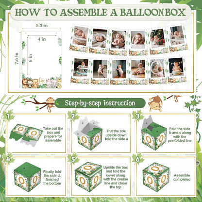 Wild Birthday Decorations, Safari Jungle Theme 1st Birthday Decorations for Boy or Girl, Photo Banner, Balloon Box, Balloons Garland, Foil balloons, High Chair Banner, Wild Backdrop, Cake Topper 🍁 All In One Marketplace Canada