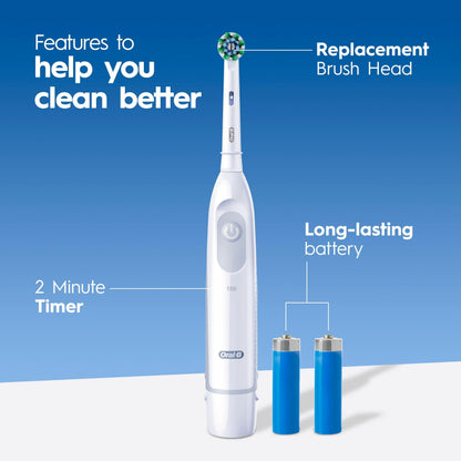 Oral B Pro Clean Battery Toothbrush, Deep Clean - White, 1 Toothbrush, 1 Brush Head, Built-in Timer and batteries included