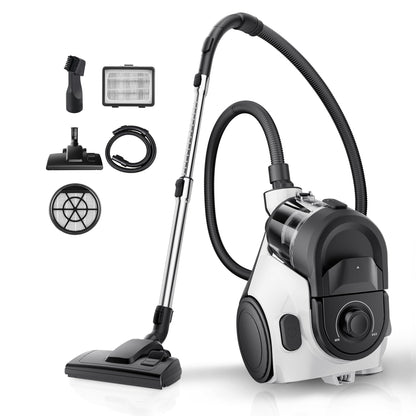 Eureka Bagless Canister Vacuum for Carpets and Hard Floors, Powerful Lightweight Vacuum Cleaner with Large Dust Cup Extension Tube 2-in-1 Crevice Tool Floor Nozzle, White, NEN121WH w/ 1100W High Power 🍁 All In One Marketplace Canada
