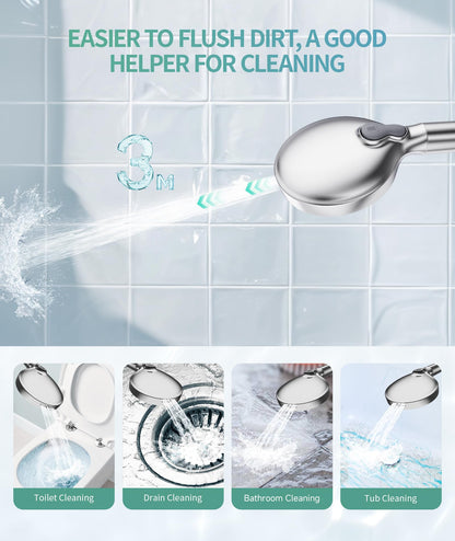 Filtered Shower Head with Handheld, High Pressure 9 Spray Mode Chrome Showerhead with Filters,Detachable Shower Head,Water Softener Filters Beads for Hard Water -Remove Chlorine