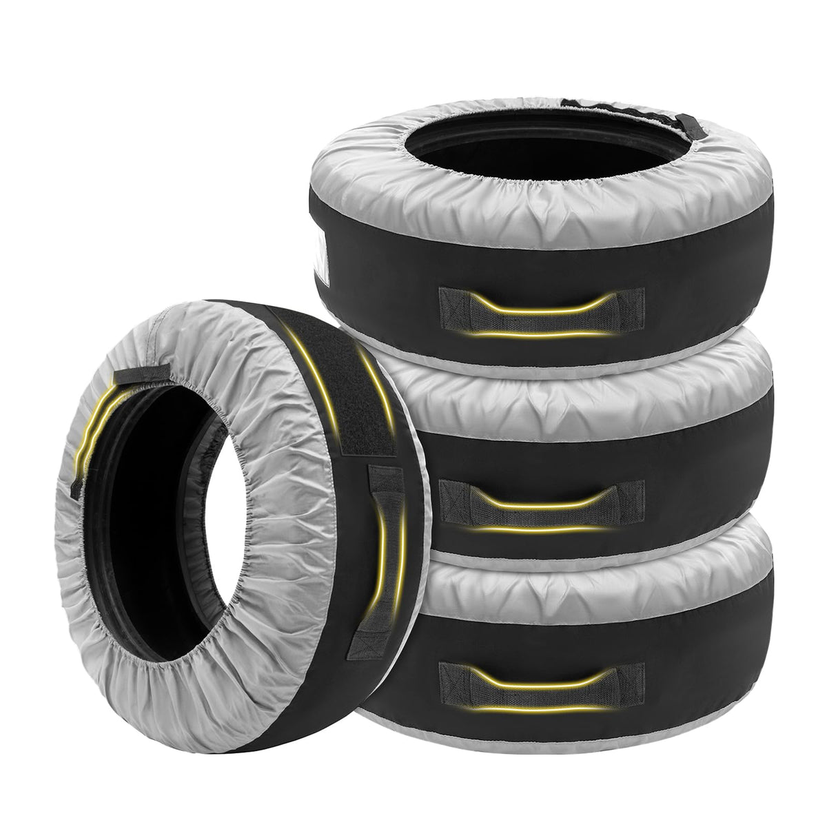 Seasonal Tire Storage Bags, Tire Covers for Storage Set of 4 with Portable Handle for Easy Lift and Carry, 600D Waterproof Winter Tire Totes, Adjustable Design Fits Diameter in 22 to 30 inch-GREY 🍁 All In One Marketplace Canada