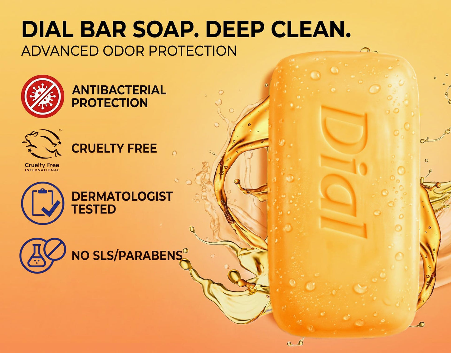Dial Advanced Clean Deodorant Bar Soap Antibacterial Gold 3 Bars - Available at All In One Marketplace Canada