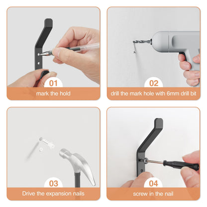 susswiff 10-Pack Coat Hook for Hanging, 10KG (Max), Stainless Wall Hooks for Towel, Hat, Backpack, Key, Clothes, Wall Mounted Coat Hanger for Closet, Black 10 CM - Available at All In One Marketplace Canada