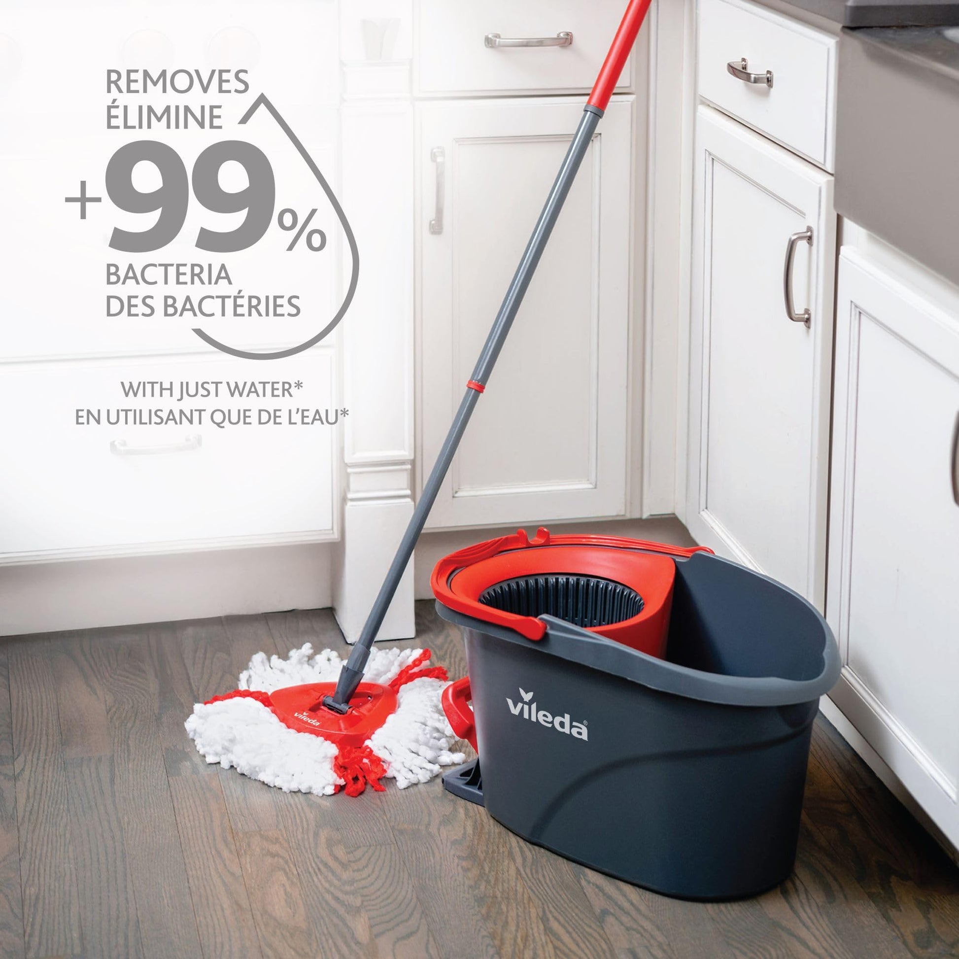 Vileda EasyWring Spin Mop & Bucket Floor Cleaning System with Power Mop Head | Hands-Free Wringing Mop Bucket | Extendable Handle | Safe on All Floor Types| Mop Refill Removes Tough Dirt and Grime - Available at All In One Marketplace Canada