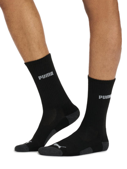 PUMA mens 6 Pack Crew Socks, Black/Grey Logo, 10-13 🍁 All In One Marketplace Canada