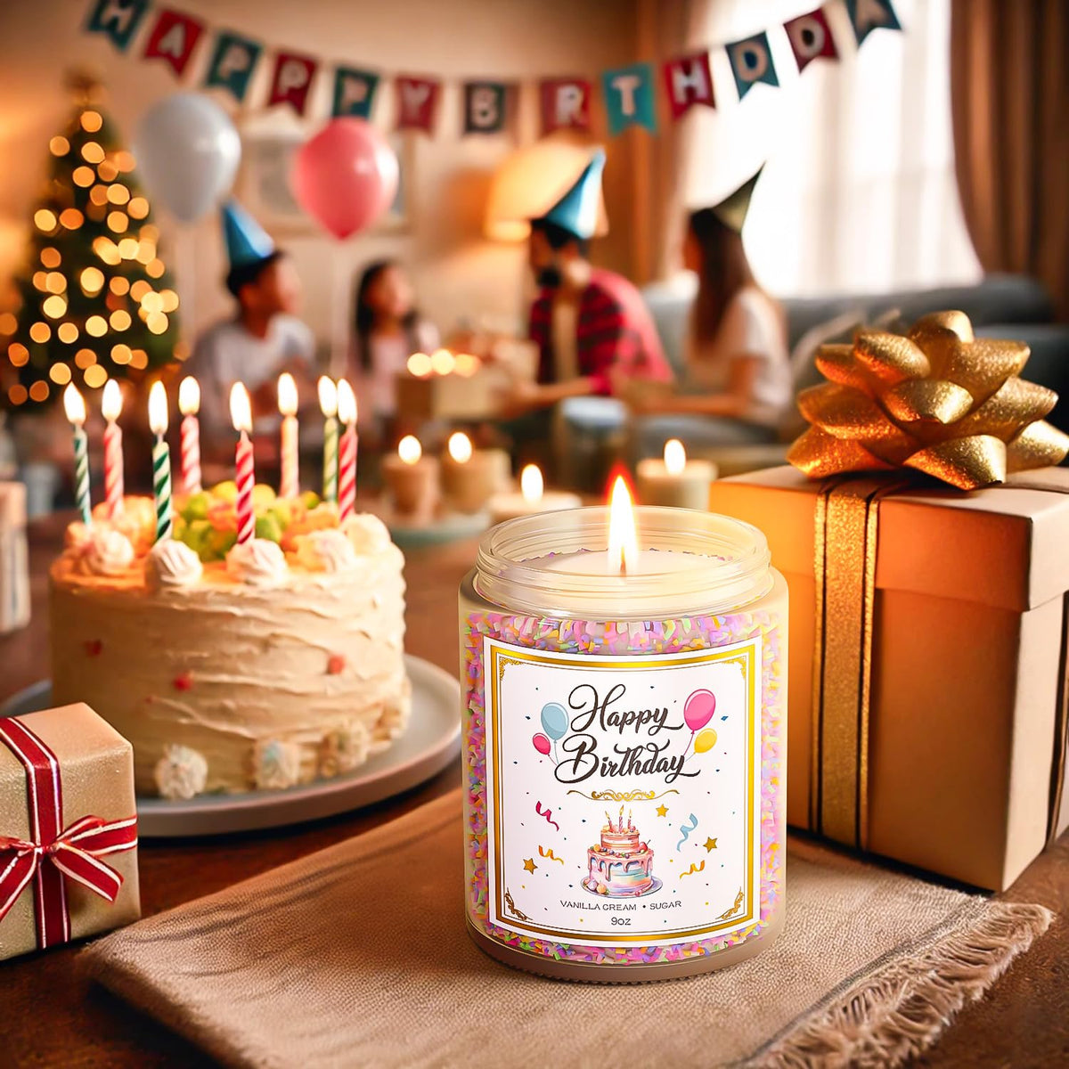 VEGISHINE Birthday Candle, Birthday Gifts for Women Men, 9 oz Happy Birthday Candle with Vanilla Birthday Cake Scent, Birthday Gifts for Women Friendship Ideas 🍁 All In One Marketplace Canada