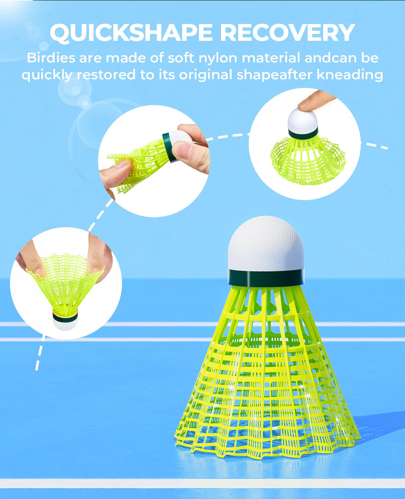 HIRALIY 6/12/24 Pack Badminton Birdies Nylon, 360 Nylon Glow in The Dark Badminton Shuttlecocks for Backyard, 2 Color Light Up Durable Set, Wind Resistant Ball for Family (Regular Birdies, 12)