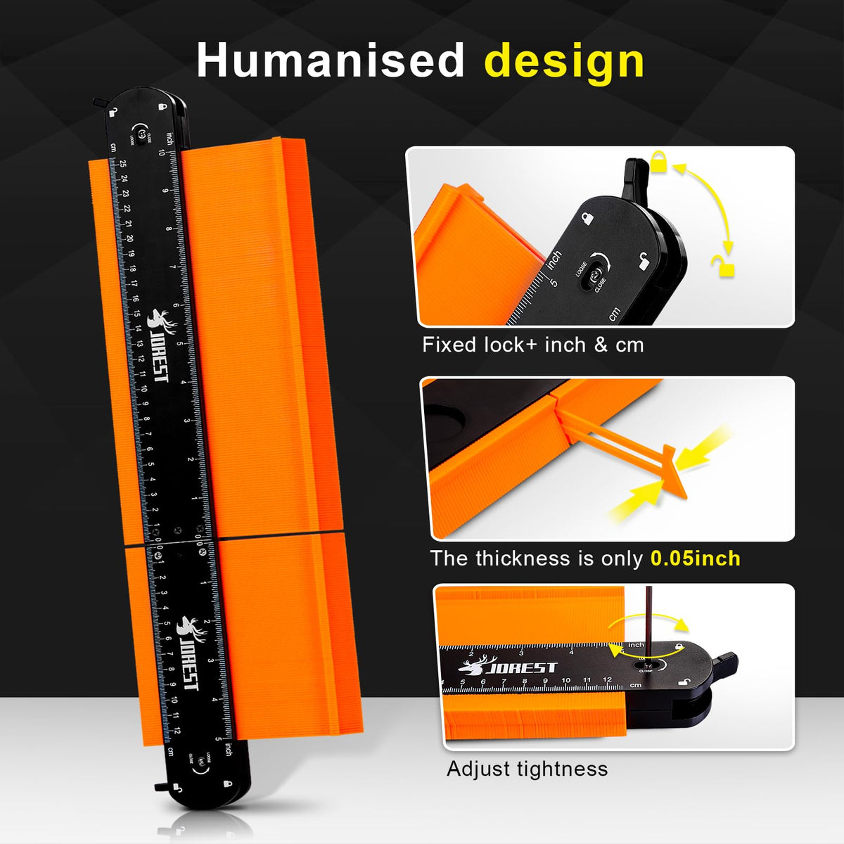JOREST Connectable Profile Gauge Christmas Gift Ideas 10+5 Inch, Stocking Stuffers for Men Dad Husband Him, Contour Duplicator with Lock, Shape Outline Tool, Woodworking Tile Flooring, Angle Measuring 🍁 All In One Marketplace Canada