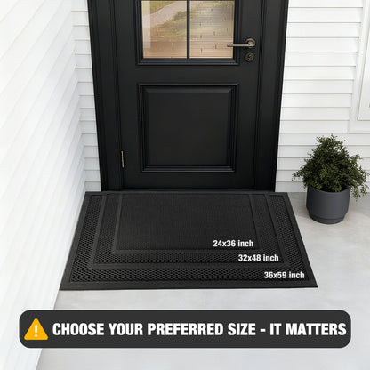 DREPKO Door Mat Waterproof Front Door Mat Outdoor, 2x3 Winter Outdoor Mat Heavy Duty Non Slip Rubber Mat, Low Profile Welcome Mat Entrance Rug for Indoor, Home, Entry and Patio, 24"x36" Black Grey 🍁 All In One Marketplace Canada