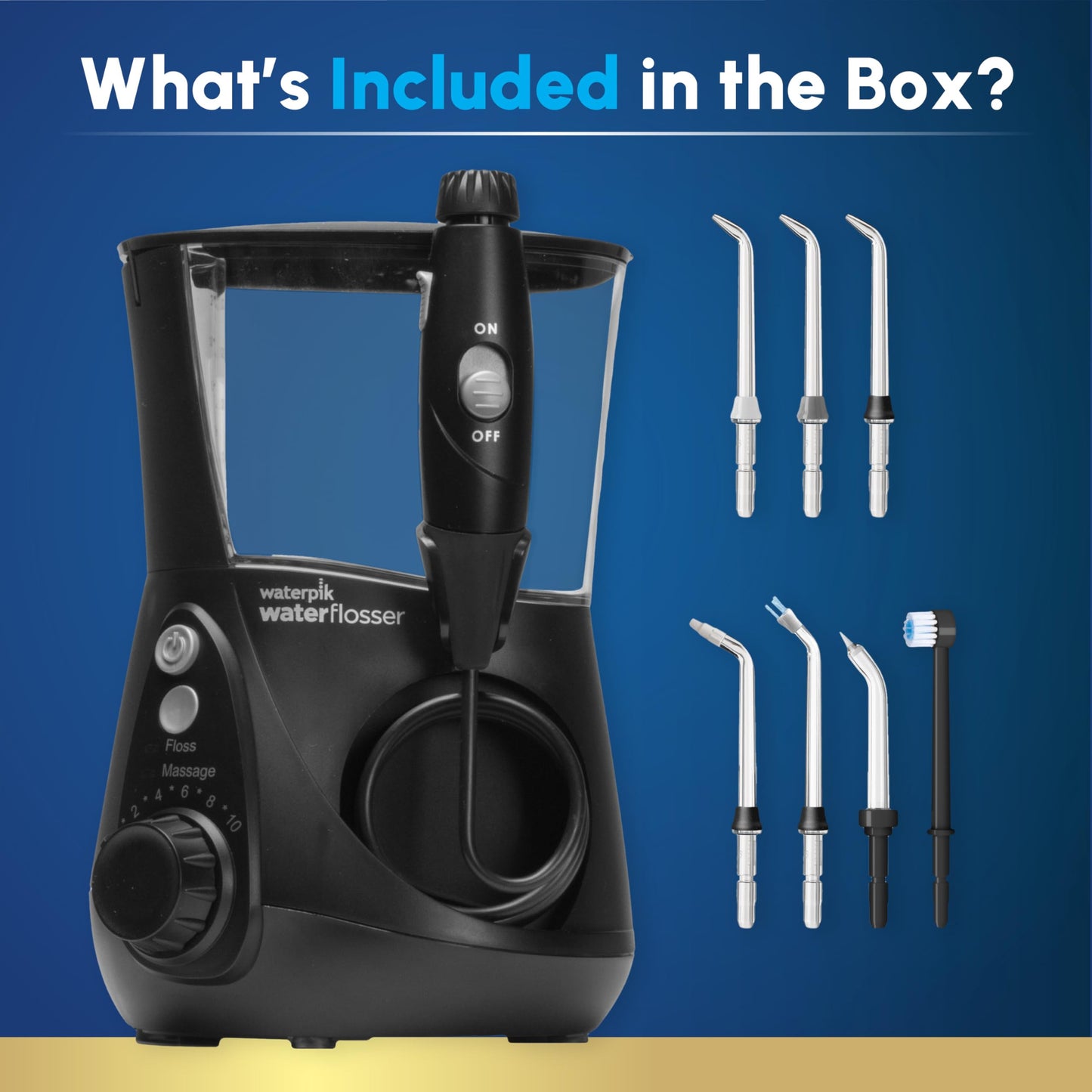 Waterpik Aquarius Water Flosser For Teeth Cleaning, Gums, Braces, Dental Care, Electric Power With 10 Settings, 7 Tips For Multiple Users & Needs, CDA Validated, Black WP-662, Packaging May Vary - Available at All In One Marketplace Canada