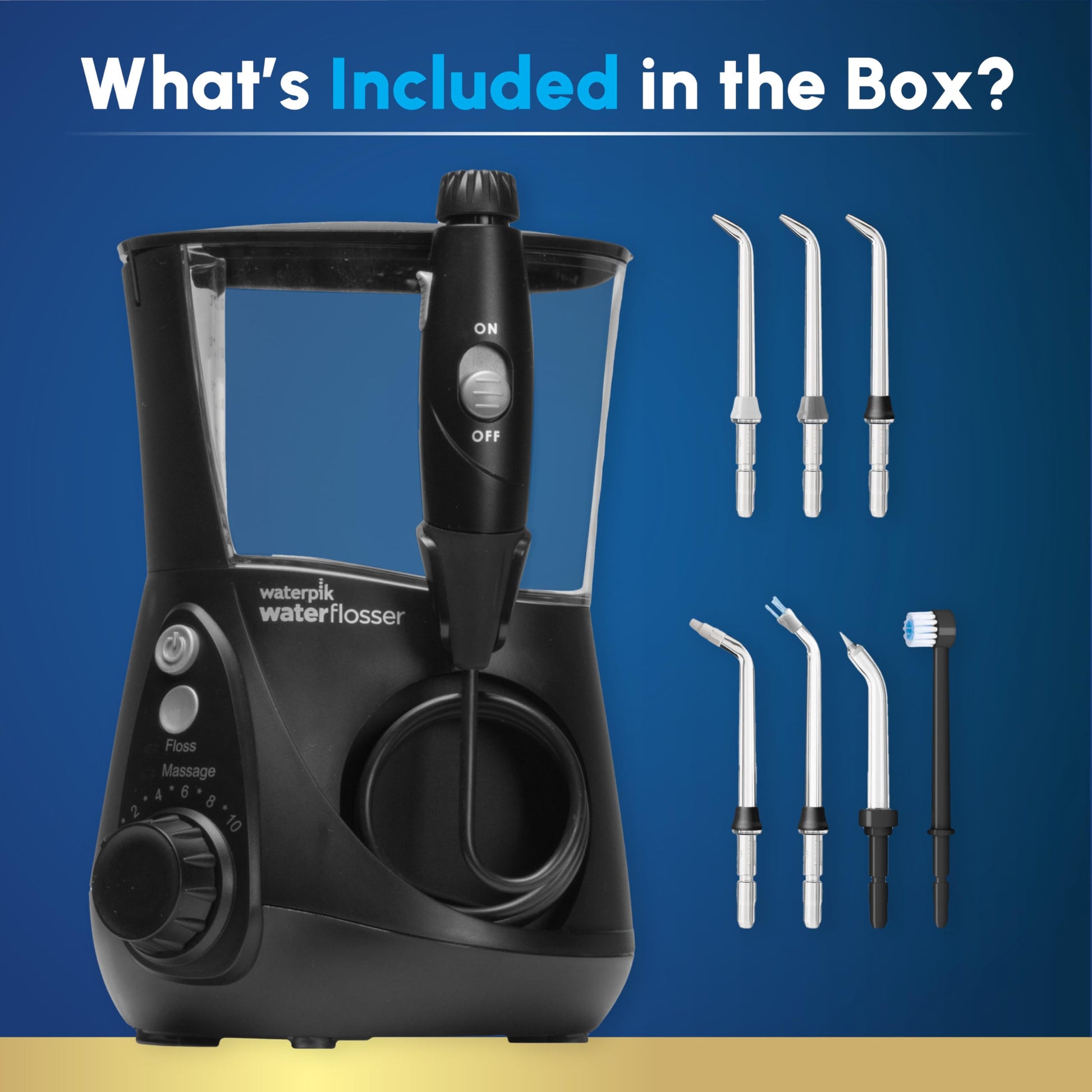 Waterpik Aquarius Water Flosser For Teeth Cleaning, Gums, Braces, Dental Care, Electric Power With 10 Settings, 7 Tips For Multiple Users & Needs, CDA Validated, Black WP-662, Packaging May Vary - Available at All In One Marketplace Canada