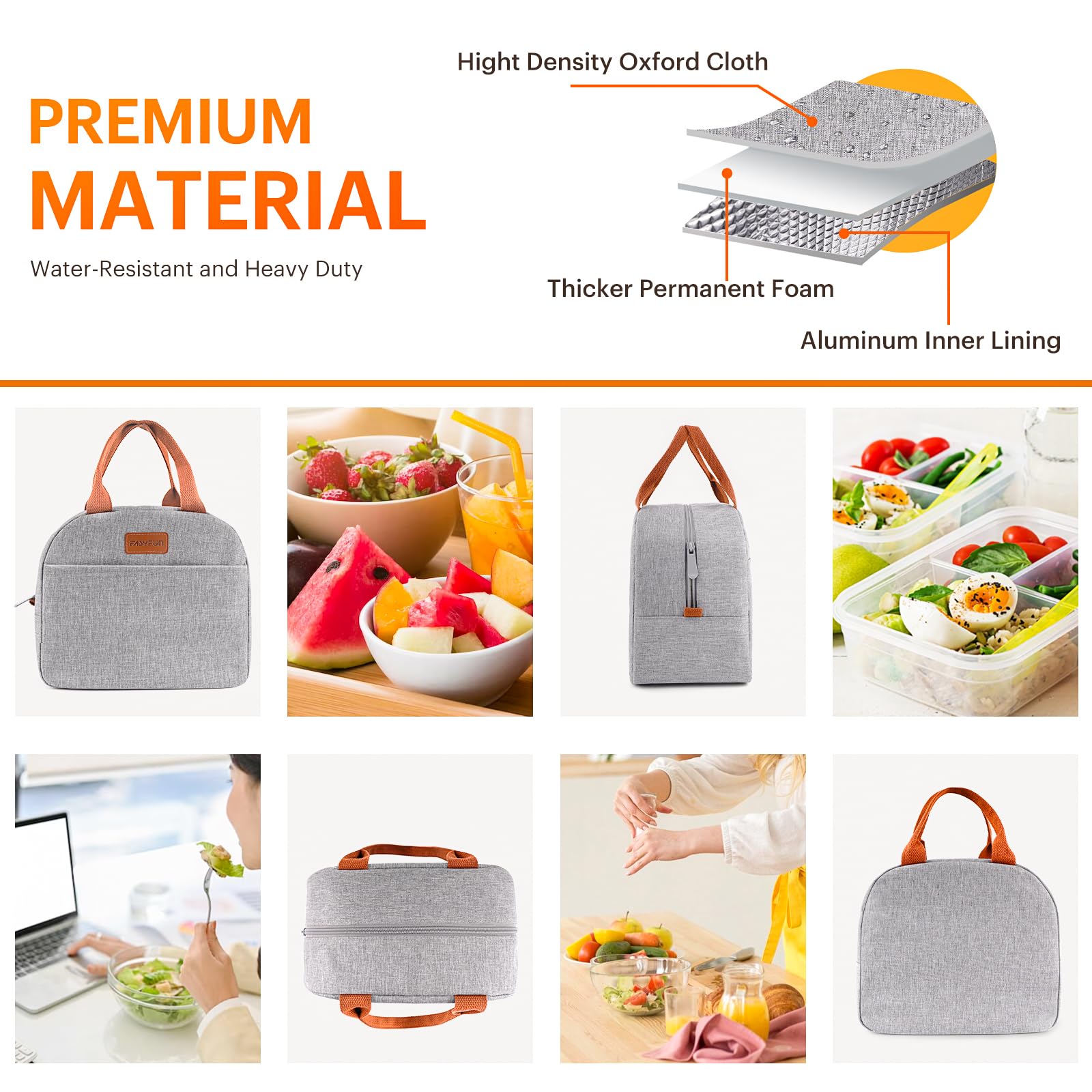 Lunch Bag for Women & Men Adult Insulated Lunch Box, Small Leakproof Cooler Food Lunch Containers Reusable High Capacity Lunch Tote Bags for Work, Travel, Outdoor - Available at All In One Marketplace Canada