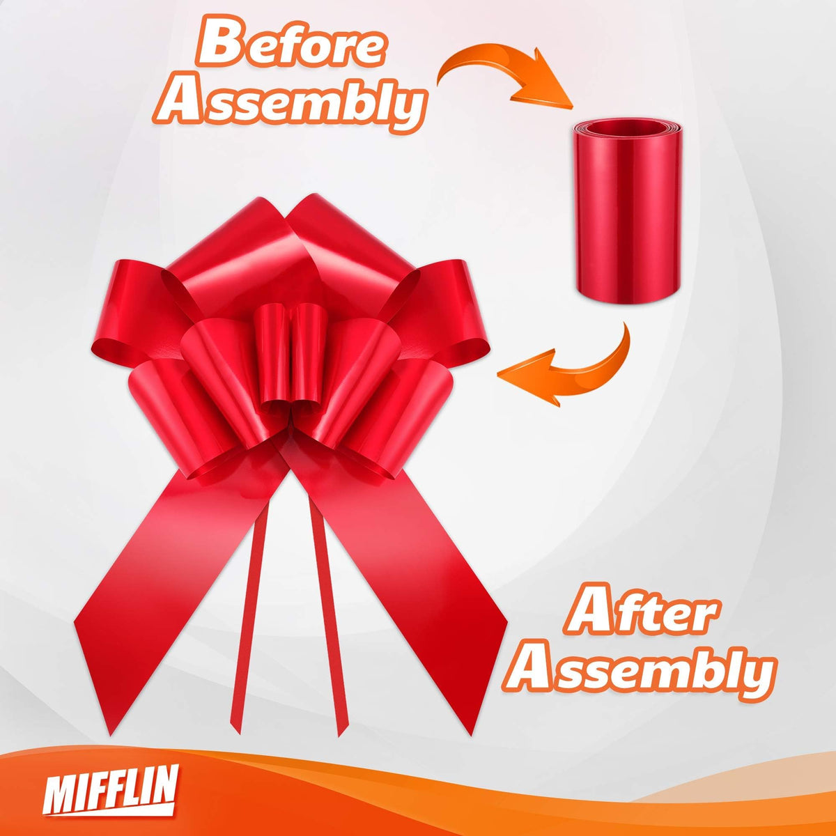 Mifflin - Big Car Bow - Matte Red, 30 Inch / 76 cm - Butterfly Shape Giant Gift Bow for Birthday, Christmas - Huge Car Décor w/ 2 Suction Cups 🍁 All In One Marketplace Canada