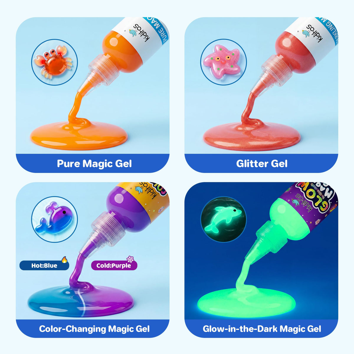 Kiditos Magic Water Elf Toy Kit–Squishies for Kids, 20 Gels & 10 Molds, Magic Gel Water Pets Sensory Toy, Fun DIY Craft Kit，Party Favors, Birthday & Christmas Gifts for Kids Ages 3+ 🍁 All In One Marketplace Canada