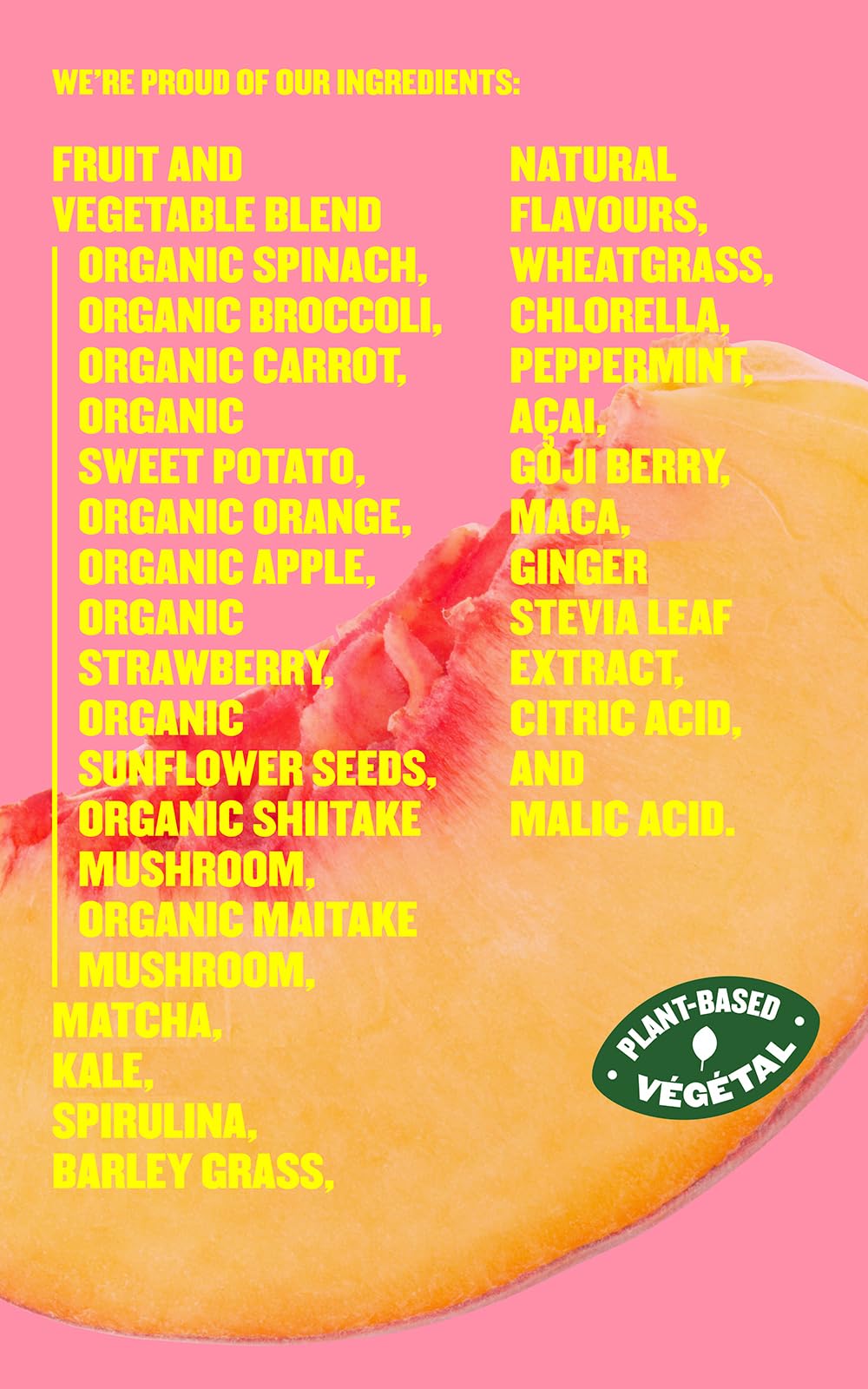 SUBI Greens Superfood Peach Powder – 40-Day Supply with 20+ Fruits & Vegetables Per Serving