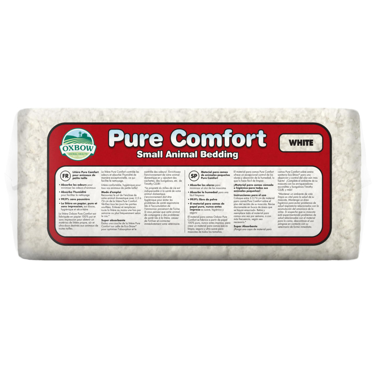 Oxbow Pure Comfort Small Animal Bedding - Odor & Moisture Absorbent, Dust-Free Bedding for Small Animals, White, 72 Liter Bag