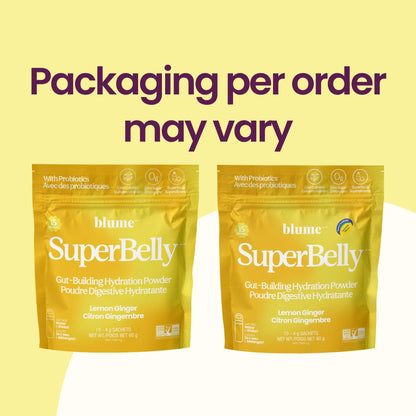 Blume SuperBelly Packets, Sugar-Free, Apple Cider Vinegar - Lemon Ginger, 15 Sticks - Canadian Brand