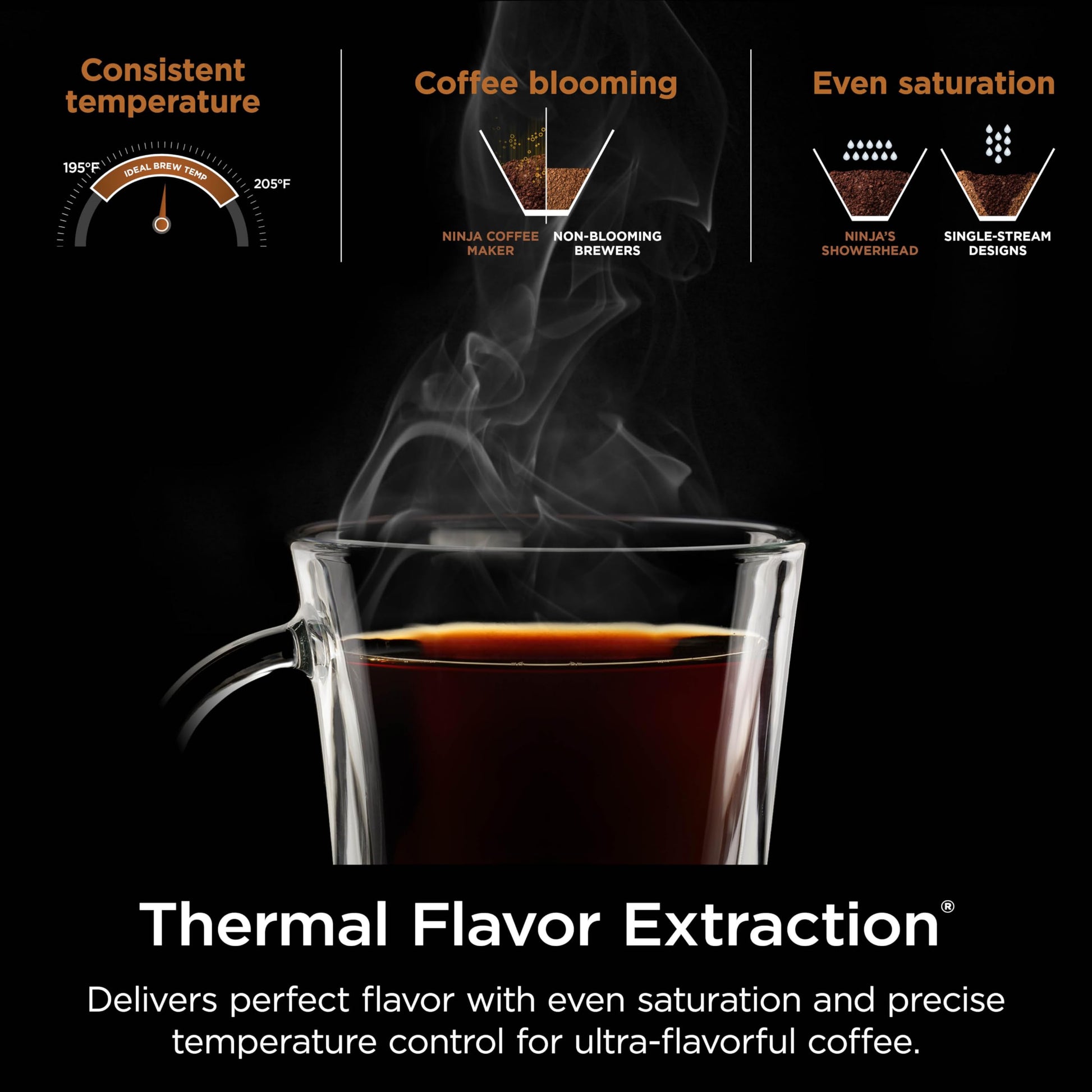 Ninja® Hot & Iced Coffee Maker with Rapid Cold Brew, Single Serve to 10-Cup Drip Brewer, Glass Carafe, No Pods Required, Classic/Rich/Over Ice Brew, Keep Warm & 24-Hour Delay Brew, CM360C Ninja