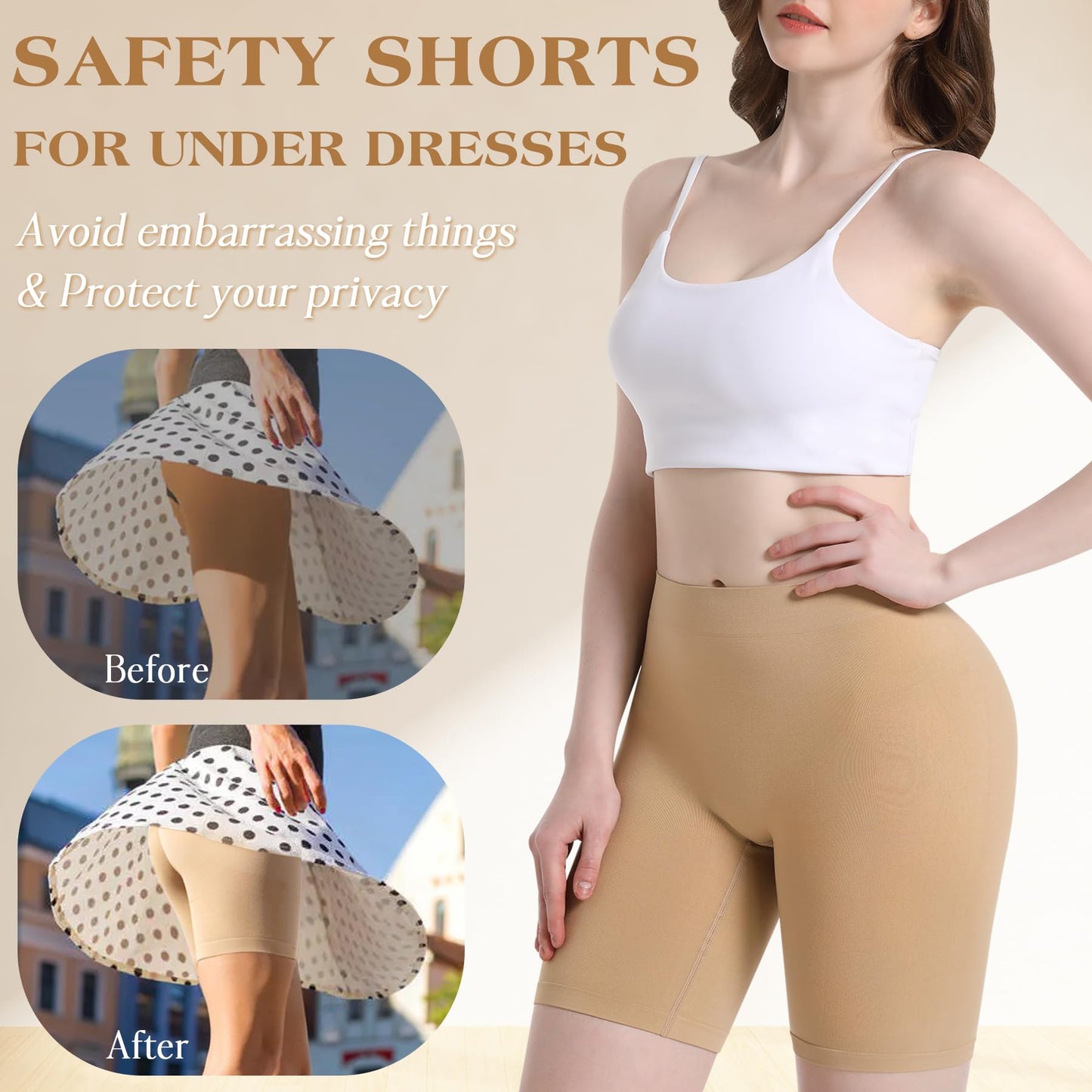 Reamphy 3 Pack Slip Shorts for Women Under Dress,Comfortable Smooth Yoga Shorts, Workout Biker Shorts