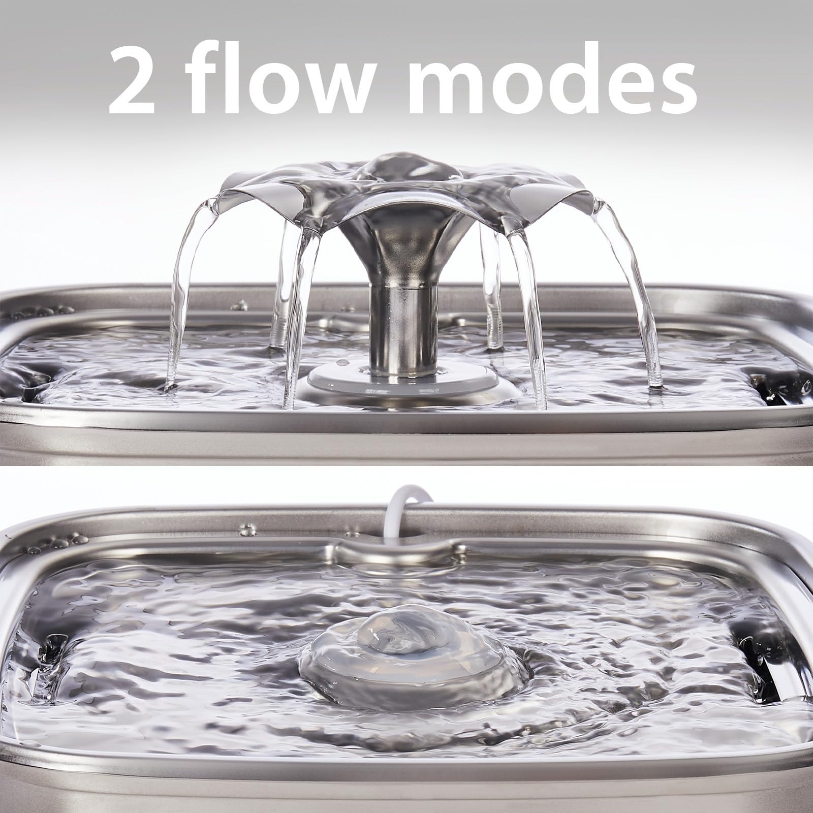 Veken Innovation Award Winner Stainless Steel Cat Water Fountain, 108oz/3.2L Pet Fountain with 7 Replacement Filters & 7 Pre-Filter Sponges & Silicone Mat, for Cats, Dogs (Silver)