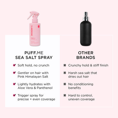DESIGNME PUFF.ME Sea Salt Spray | Sea Salt Texture Spray for Beach Waves, Volume & Tousled Texture | Soft Hold, Lightweight Hydration & Non-Drying Sea Salt Hair Spray for Women - Available at All In One Marketplace Canada