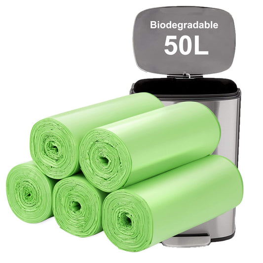 Aievrgad Biodegradable Trash bags 50PCS, 13Gallon/50L large Garbage bags/ For kitchen Bin. Bin Liner/Trash/rubbish Bags, 100% Recycled,Tough, degradable, Compost Bags for Food/household/garden - Available at All In One Marketplace Canada