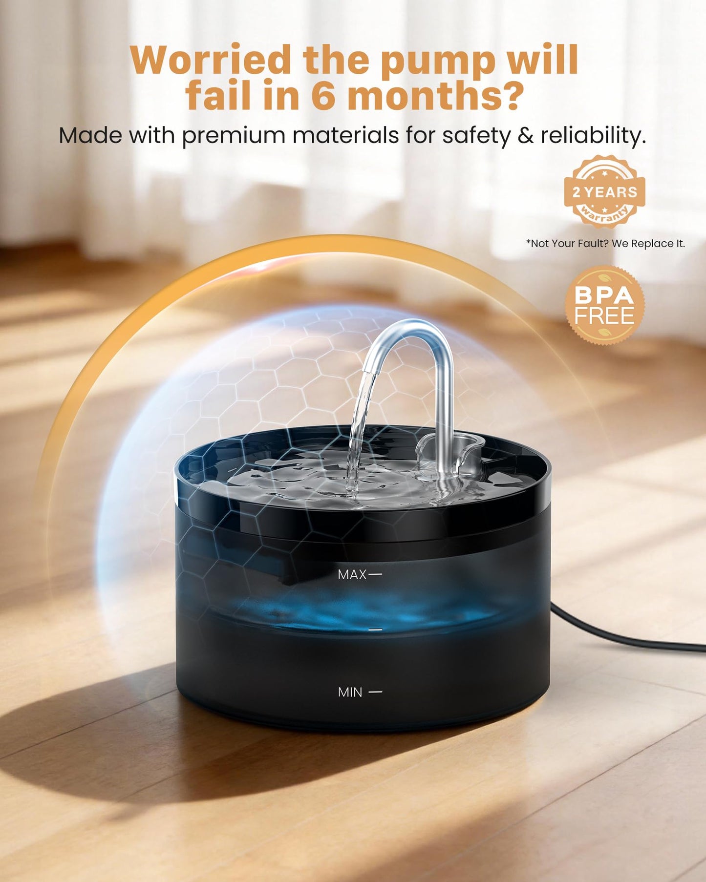 Cat Water Fountain Cat Fountain: GIOTOHUN 2L Water Fountains Indoor Cats - Super Silent Pet Waterer Fountains for Cats - Easy Cleaning - Black - Pets Feeding & Watering Supplies - for Small Animals