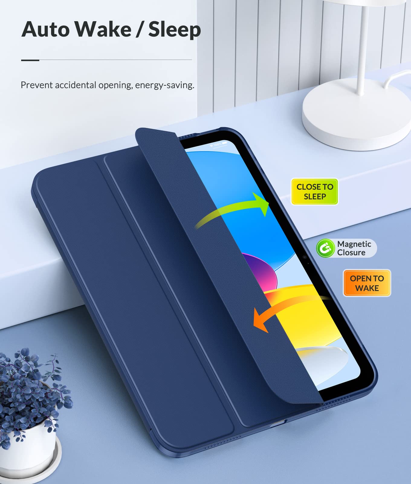 MoKo Case for New iPad (A16) 11th Generation 2025/ 10th Generation 2022, iPad 11 inch/ 10.9 inch Case with Soft TPU Translucent Frosted Back Cover, Auto Wake/Sleep, Support Touch ID,Navy Blue - Available at All In One Marketplace Canada