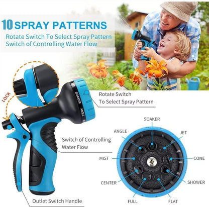 200 ft Expandable Garden Hose with 10 Spray Nozzle - Heavy Duty Superior Strength 3750D - 4 -Layer Latex Core - Expanding Water Hoses - Extra Strong Brass Connectors/Storage Bag