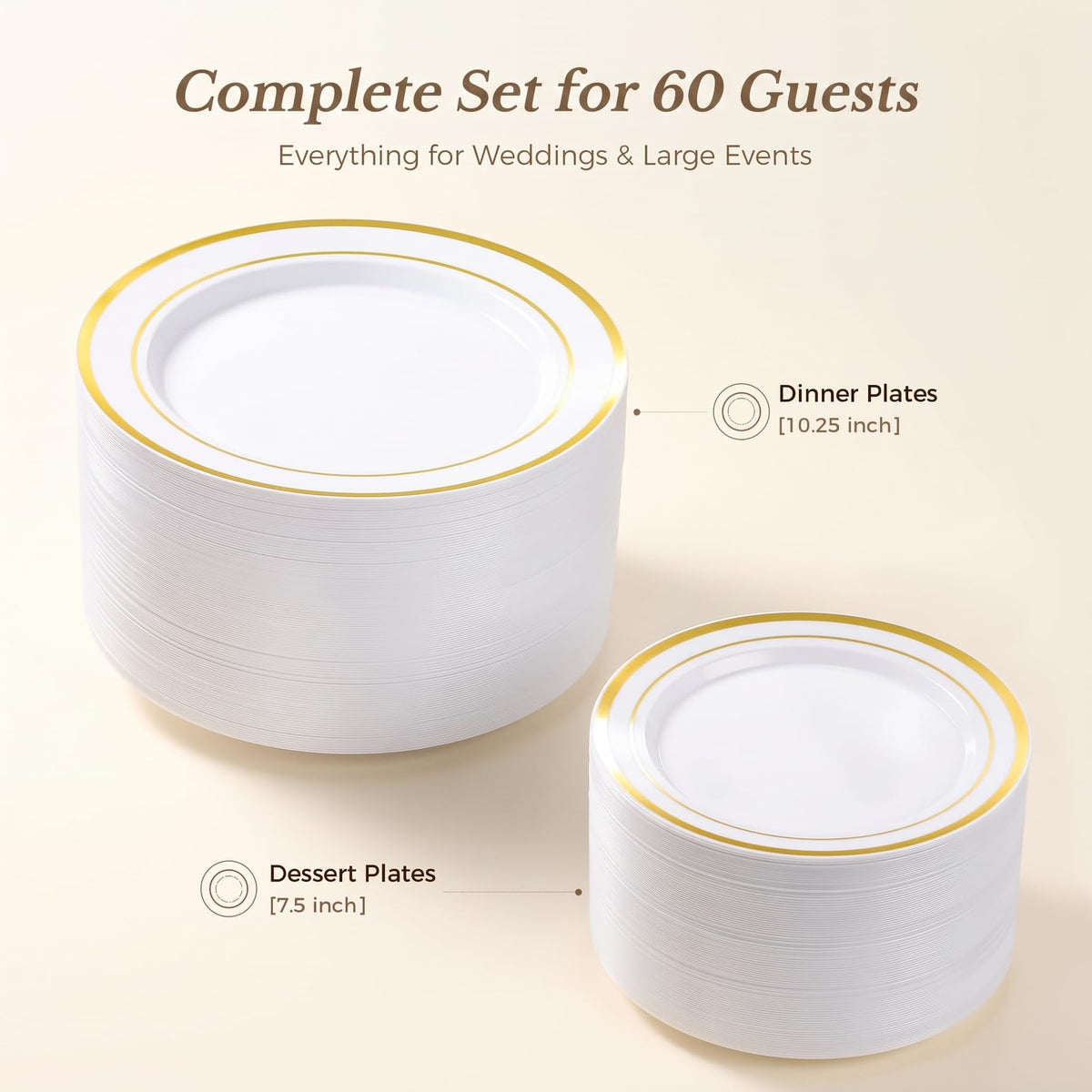 Goodluck 120PCS Gold Plastic Plates, Disposable Party Plates Gold Rim 🍁 All In One Marketplace Canada