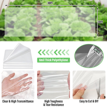 Legigo 10 X 30 Ft Clear Greenhouse Plastic, Plant Covers Freeze Protection 🍁 All In One Marketplace Canada