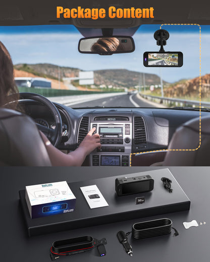 Dash Camera for Cars, 4K+1080P Dash Cam Front and Rear with 5G WiFi, Built-in 32GB Card, Night Vision, G-Sensor, 24H Parking Mode, Loop Recording