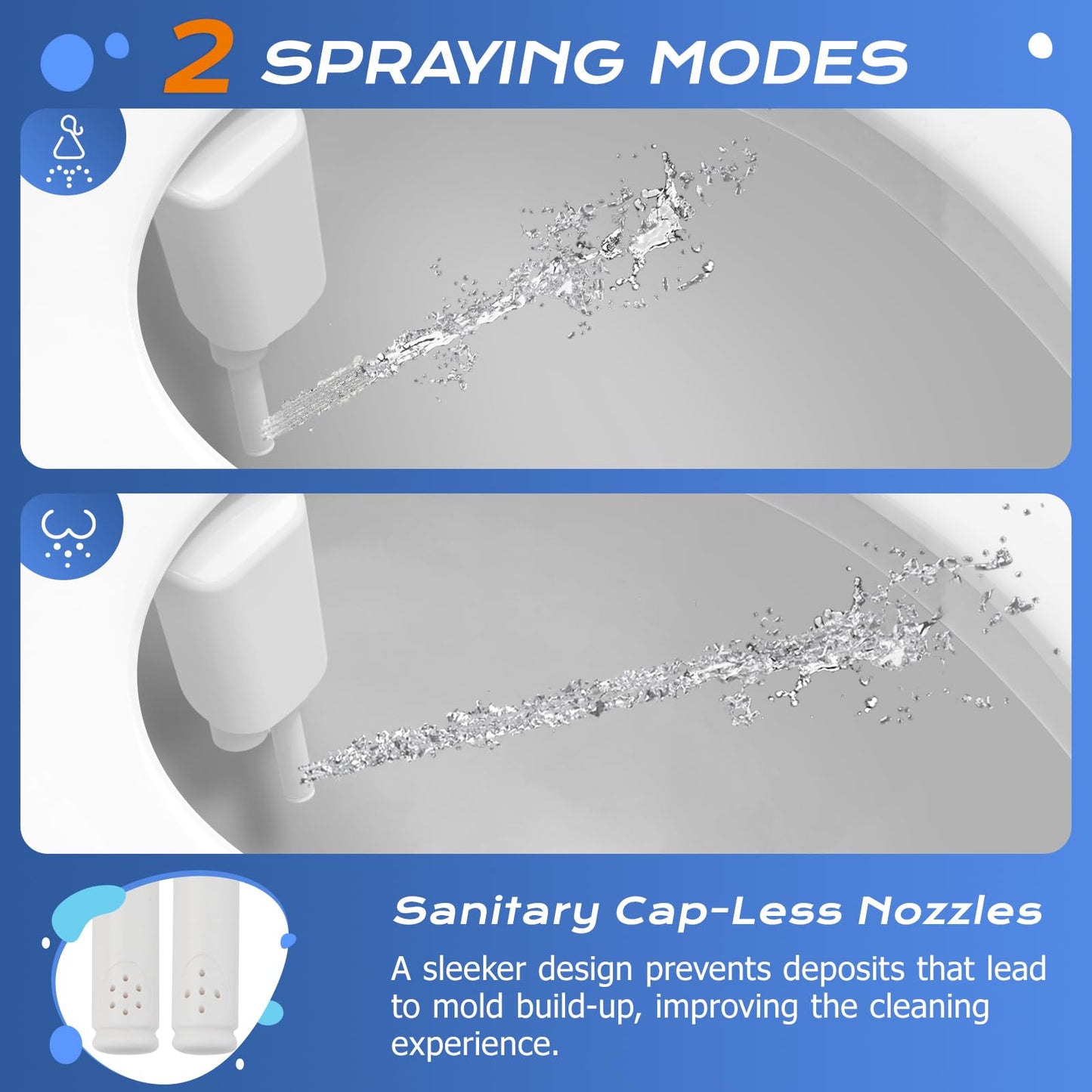 SAMODRA Ultra-Slim Bidet Attachment, Minimalist Non-Electric Dual Nozzle (Frontal & Rear Wash) Adjustable Water Pressure, Fresh Water Bidet Toilet Seat Attachment, Easy to Install