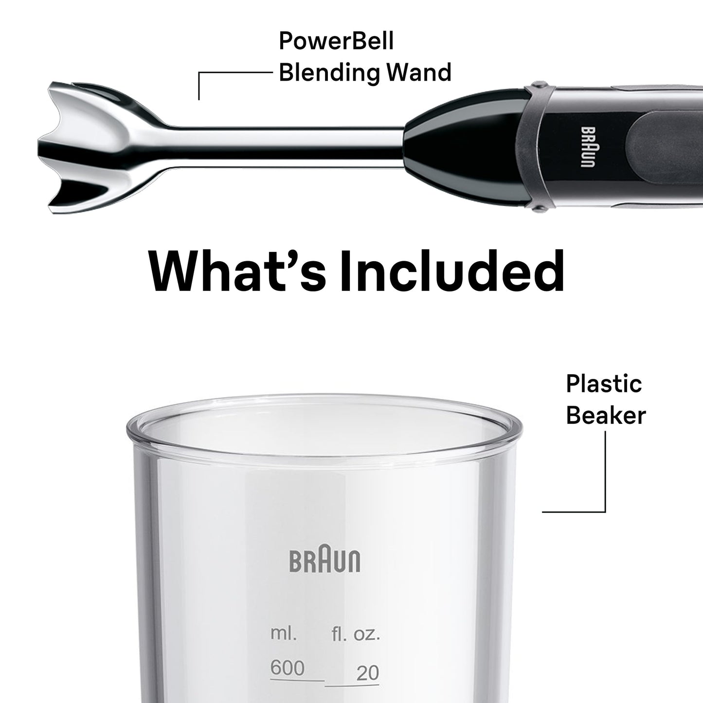 Braun MQ5000 Vario Hand Blender Stick – 21-Speed Immersion Blender Handheld with Turbo Boost, Stainless Steel Blades, SplashControl, EasyClick System, 400W, Mixer for Soups & Smoothies - Available at All In One Marketplace Canada
