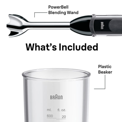 Braun MQ5000 Vario Hand Blender Stick – 21-Speed Immersion Blender Handheld with Turbo Boost, Stainless Steel Blades, SplashControl, EasyClick System, 400W, Mixer for Soups & Smoothies - Available at All In One Marketplace Canada
