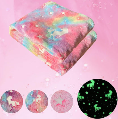 Happwow Glow in The Dark Blanket,Unicorn Blanket for Girls,Soft Throw Fuzzy Blankets Kids Rainbow Unicorn,50" x 60" Perfect for Kids Bed or Sofa,Christmas Birthday Unicorn Gifts 🍁 All In One Marketplace Canada