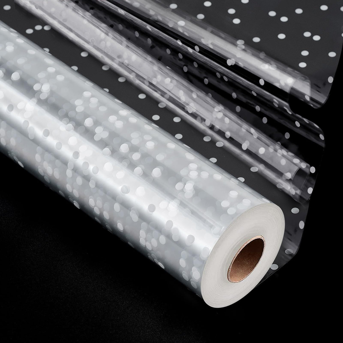 TIMEUPRISE 120 ft Clear Cellophane Wrap Roll (120 Ft x 34 in), 3 Mil Thicken Irregular White Dot Cellophane Gift Wrapping Paper Roll for Flower Bouquet Christmas Gift Baskets Wrap Extra Wide 🍁 All In One Marketplace Canada