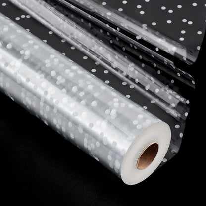 TIMEUPRISE 120 ft Clear Cellophane Wrap Roll (120 Ft x 34 in), 3 Mil Thicken Irregular White Dot Cellophane Gift Wrapping Paper Roll for Flower Bouquet Christmas Gift Baskets Wrap Extra Wide 🍁 All In One Marketplace Canada