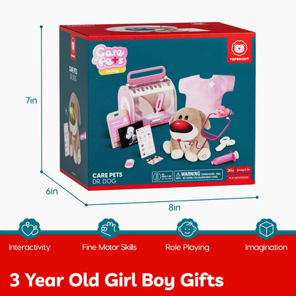 Top Bright Doctor Kit Kids – Pretend Play Toddler Toys with Pink Doctor Costume & Plush Dog, Wooden Kids Doctors Play Set with Stethoscope, Christmas Birthday Gifts for 3+ Year Old Girls 🍁 All In One Marketplace Canada