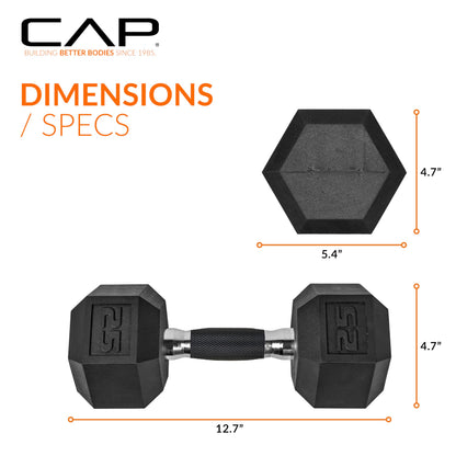 CAP Barbell 25 LB Coated Hex Dumbbell Weight Pair with Padded Grip