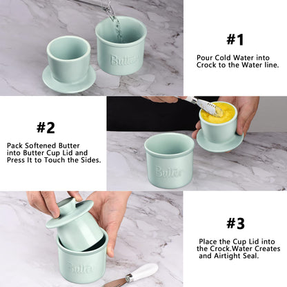 ADIVEE Butter Crock with Spreader, Porcelain French Butter Keeper, Blue 🍁 All In One Marketplace Canada